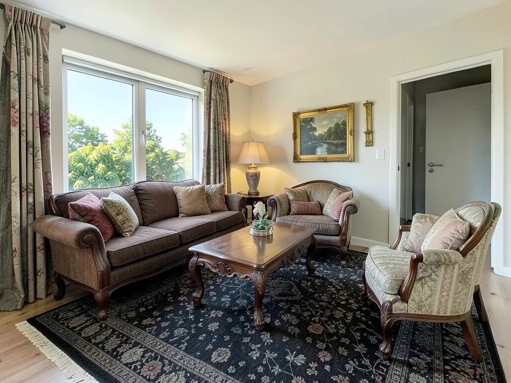 The same room furnished in a classic style